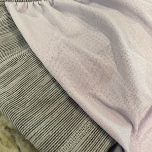 Lululemon lavender No Limits Tank with attached gray stripe bra. Size 4